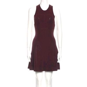 A.L.C. Maroon Rayon Knit Elegant Sleeveless Racer And Open Back Mini Dress Sz S